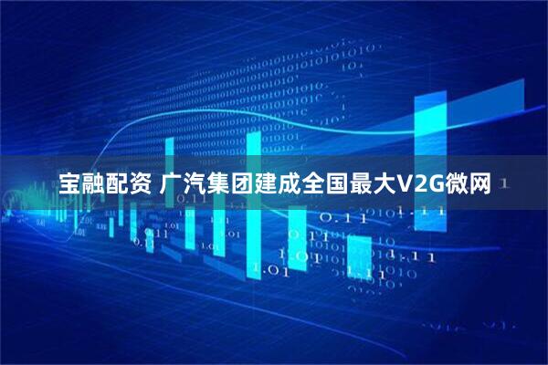 宝融配资 广汽集团建成全国最大V2G微网