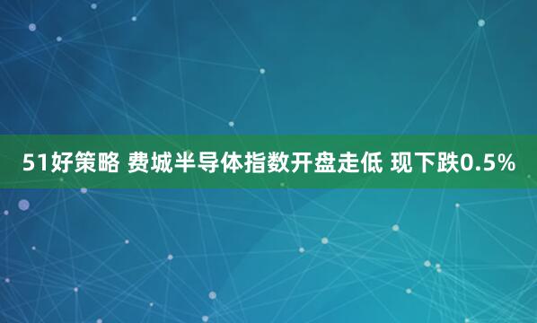 51好策略 费城半导体指数开盘走低 现下跌0.5%